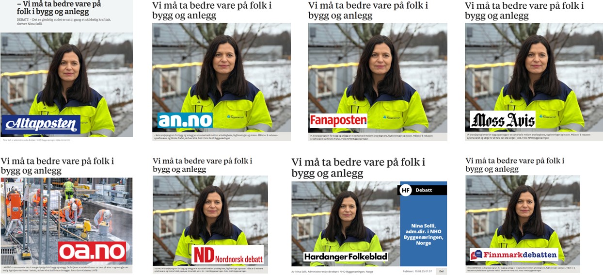 Utklipp av kronikken fra åtte nettaviser